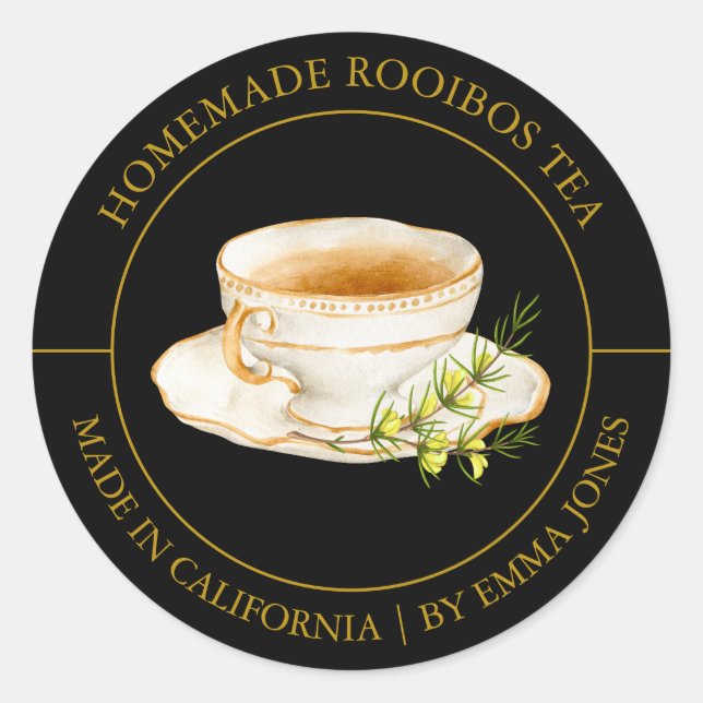 Rooibos Tea Modernes Label Runder Aufkleber (Vorderseite)