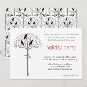 Rook and Holly Christmas Party Custom Einladung