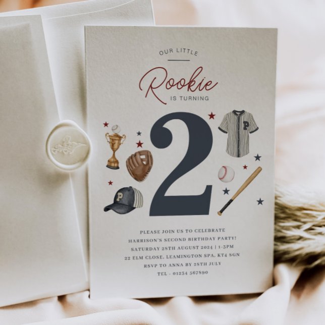 Rookie 2e anniversaire - 2 Invitation (Rookie 2nd Birthday - 2 Invitation)