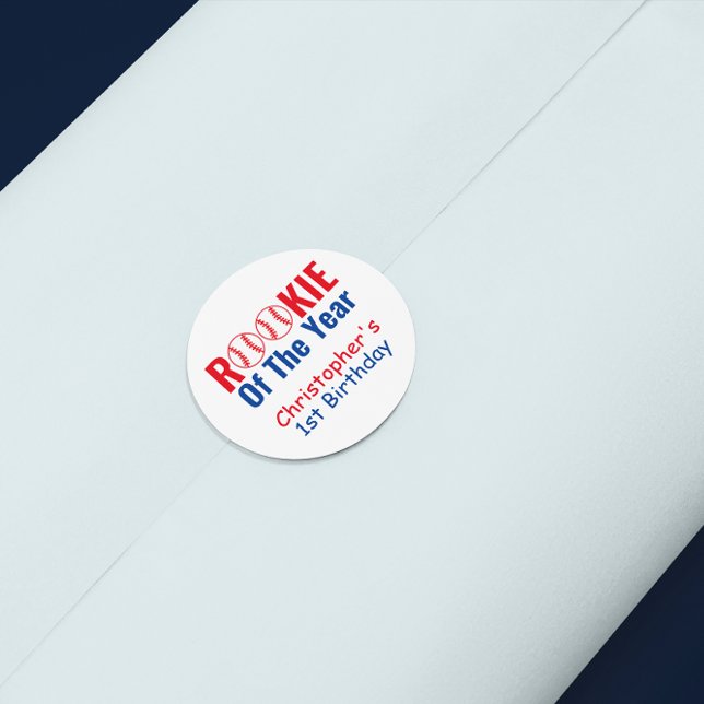 Rookie Baseball 1. Geburtstag Runder Aufkleber (Von Creator hochgeladen)