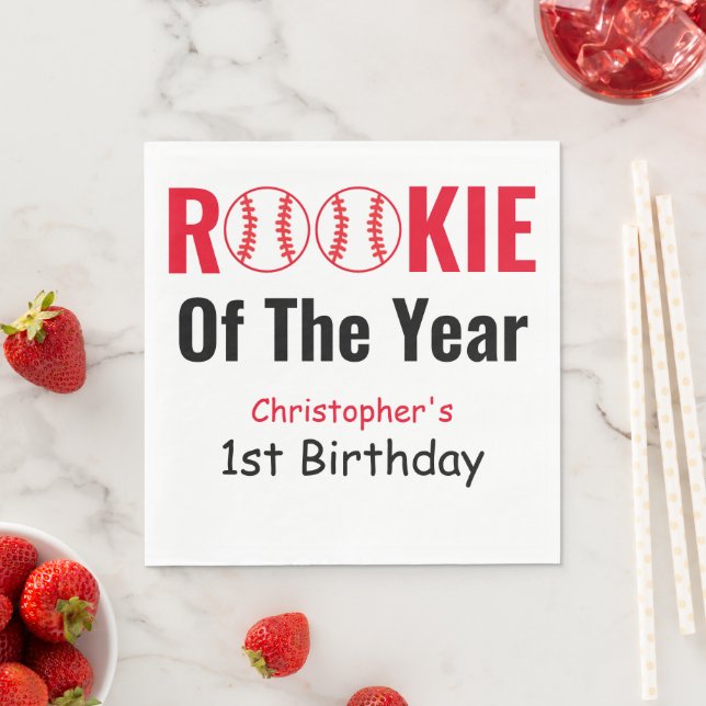 Rookie Baseball 1. Geburtstag Serviette (Beispiel)