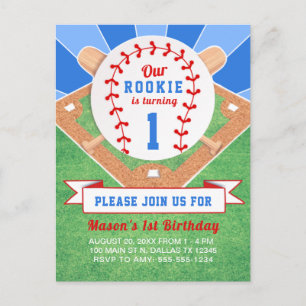 Rookie Baseball 1er Anniversaire Invitation