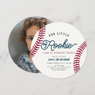 Rookie Baseball Boy Birthday Foto Circle Einladung