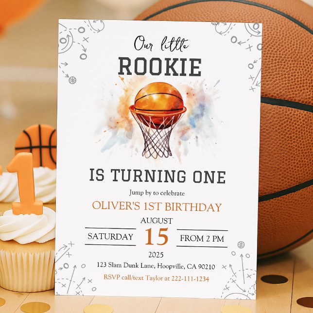 Rookie Basketball 1er anniversaire Invitation (Créateur téléchargé)
