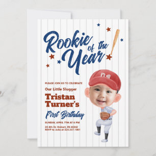 Rookie De L'Année 1Er Anniversaire Invitation Phot