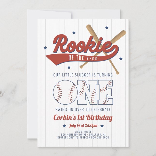 Rookie de l'année Première Invitation d'anniversai (Devant)