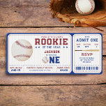 Rookie des 1. Geburtstags Baseball-Ticket Einladung<br><div class="desc">Die "Rookie des Jahres" Einladung zum 1. Geburtstag, die wie ein Ticket für ein Baseballspiel aussehen soll! Diese einmalige Einladung lässt Ihre Kleine sich wie ein Star-Spieler an ihrem besonderen Tag fühlen. Mit einem schönen und einzigartigen Design und einem Farbschema aus Blau, Rot und Weiß ist diese Einladung perfekt für...</div>