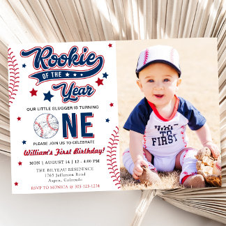 Rookie des ersten Geburtstags Baseball-Party Einladung