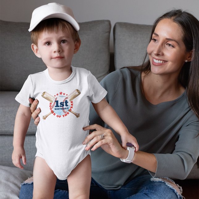 Rookie des Jahres 1. Geburtstag Baseball Baby Strampler (Birthday Boy )