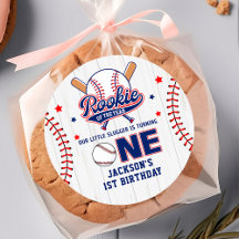 Rookie des Jahres 1. Geburtstag Baseball Sticker