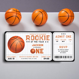 Rookie des Jahres 1. Geburtstag Basketball Ticket Einladung