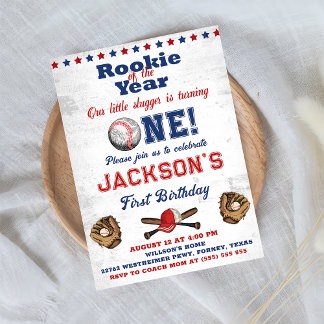 Rookie des Jahres Baseball 1. Geburtstag Batter Up Einladung
