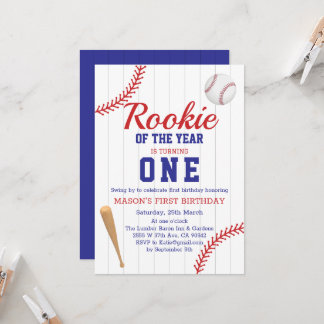 Rookie des Jahres Baseball 1. Geburtstag Einladung