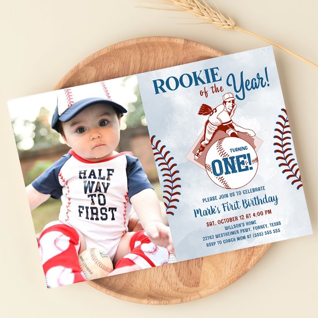 Rookie des Jahres Baseball 1. Geburtstag Foto Einladung (Von Creator hochgeladen)