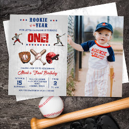Rookie des Jahres Baseball 1. Geburtstag Foto Einladung