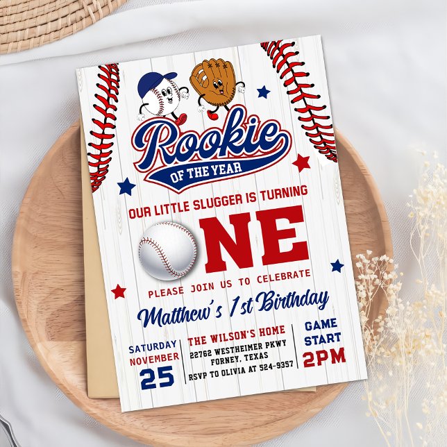 Rookie des Jahres Baseball 1. Geburtstag Foto Einladung (Von Creator hochgeladen)