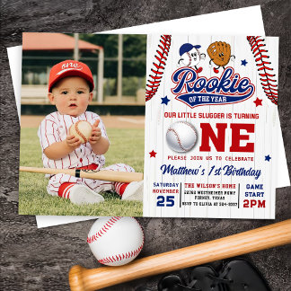 Rookie des Jahres Baseball 1. Geburtstag Foto Einladung