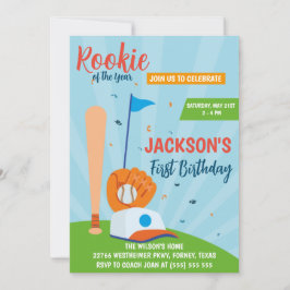 Rookie des Jahres Baseball 1. Geburtstag Party Einladung