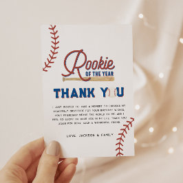 Rookie des Jahres Baseball 1. Geburtstag Party Inv Dankeskarte