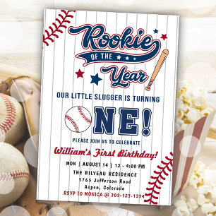Rookie des Jahres Baseball Erster Geburtstag Einladung