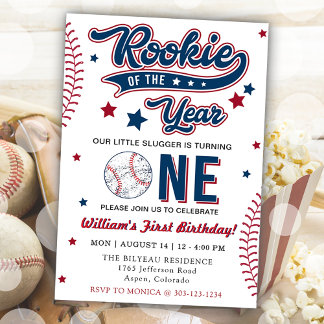 Rookie des Jahres Baseball Erster Geburtstag Einladung