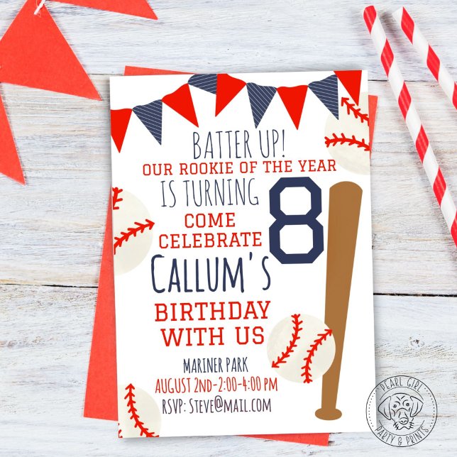Rookie des Jahres Baseball Geburtstag Einladung (Von Creator hochgeladen)