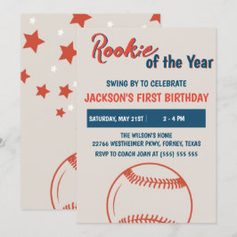 Rookie des Jahres Baseball Geburtstagsparty Einladung