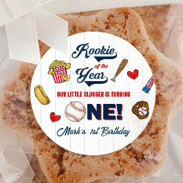 Rookie des Jahres Baseball Geburtstagsticker Runder Aufkleber