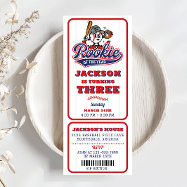 Rookie des Jahres Baseball Ticket 3. Geburtstag Einladung
