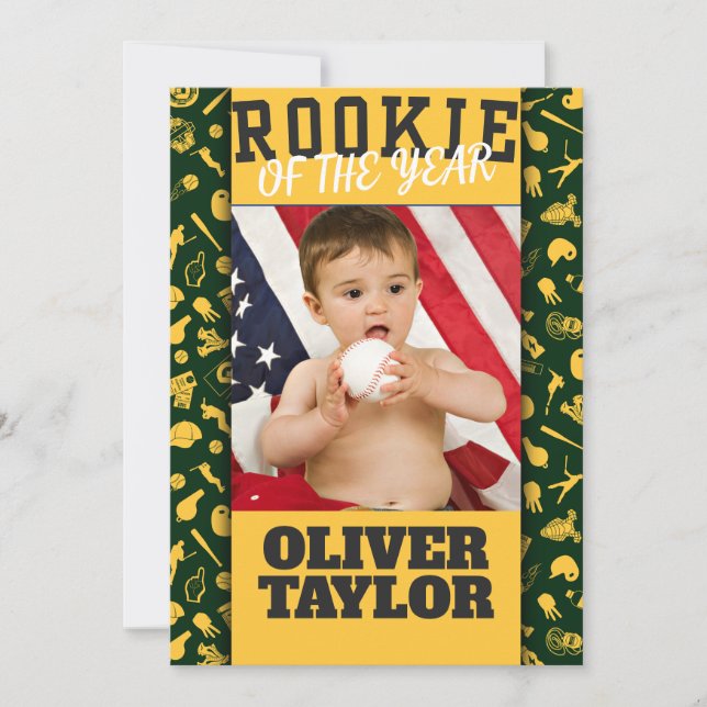 Rookie des Jahres Foto Kid's Party Einladung (Vorderseite)