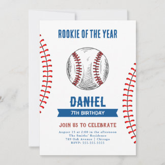 Rookie des Jahres Geburtstag Baseball-Party Einladung