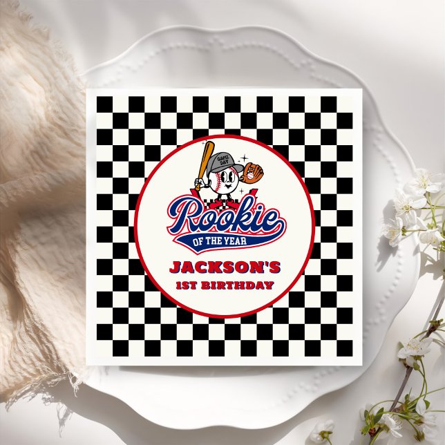 Rookie des Jahres Personalisiert Baseball Geburtst Serviette (Von Creator hochgeladen)