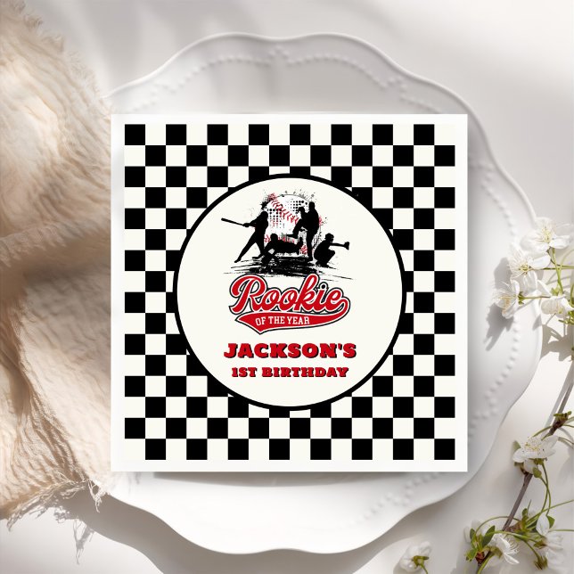 Rookie des Jahres Personalisiert Baseball Geburtst Serviette (Von Creator hochgeladen)