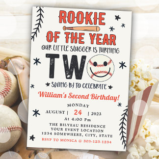 Rookie des zweiten Geburtstags Baseball-Party Einladung