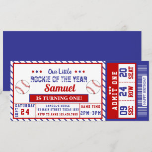 Rookie Jahr 1. Geburtstag Baseball Ticket Einladung