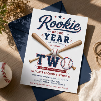 Rookie of the Year Baseball 2. Geburtstag Einladung