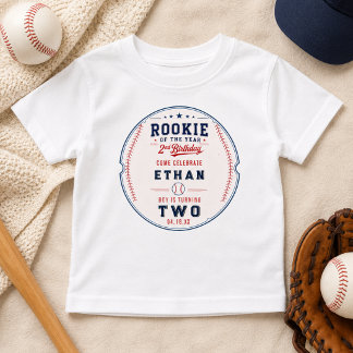 Rookie of the Year Baseball 2. Geburtstag Kinder Baby T-shirt