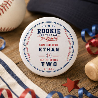 Rookie of the Year Baseball 2. Geburtstag Kinder Button