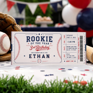 Rookie of the Year Baseball 3. Geburtstagsticket Einladung