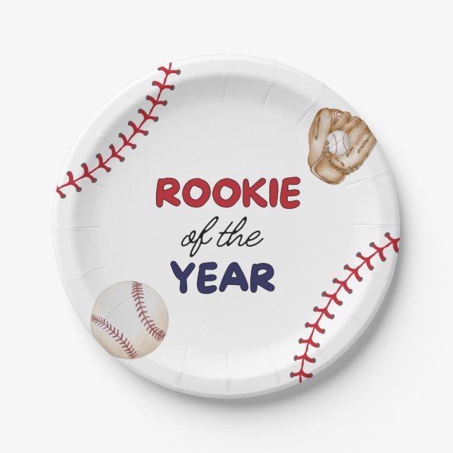 Rookie Of The Year Baseball Design Birthday Party  Pappteller (Vorderseite)