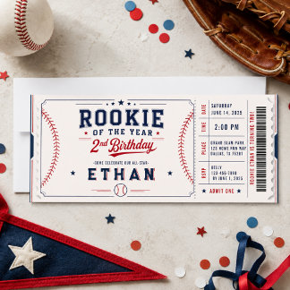 Rookie of the Year Baseball Foto 2. Geburtstag Einladung