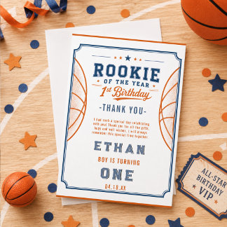Rookie of the Year Basketball-Ticket zum 1. Geburt Dankeskarte