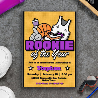 Rookie of the Year - Boy First Birthday Basketball Einladung