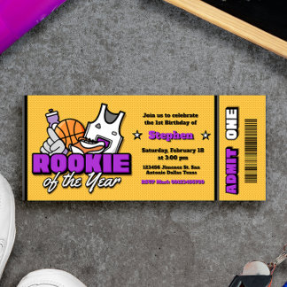 Rookie of the Year - Boy First Birthday Ticket Einladung
