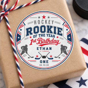Rookie of the Year Hockey-Ticket 1. Geburtstag Runder Aufkleber