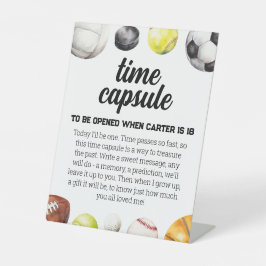 Rookie Year Sports 1st Birthday Time Capsule Sockelschild
