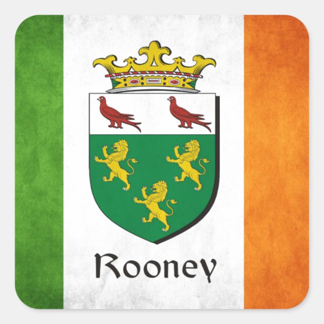 Rooney Irish Flag Quadratischer Aufkleber (Vorderseite)