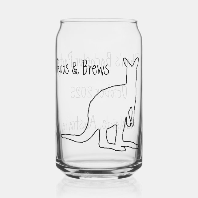 Roos & Brews Junggesellenabschiedsglas Dosenglas (Vorderseite)