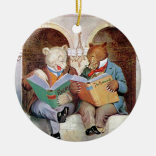 Roosevelt-Bären an der öffentlichen Bibliothek Keramikornament