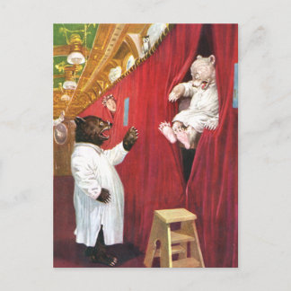 Roosevelt Bears auf einem Zug im Schlafwagen Postkarte